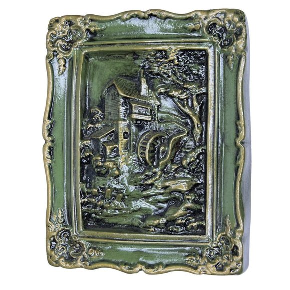 Vintage chalk ware Chalkware Plaster Water Wheel Apartment Building Wall Hanging - Picture 2 of 8